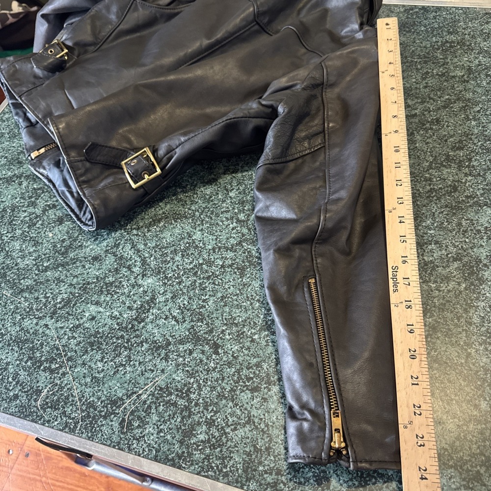 Vintage Natel Women's Size 8 Black Heavy Leather Motorcycle Jacket Made in USA - Picture 15 of 16